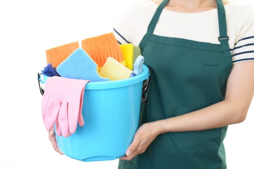 Office cleaner preparing a rental property for end of tenancy handover