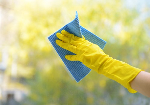 Cleaner assessing a vacated property for hazards before work begins