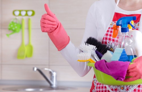 Detailed cleaning of kitchen surfaces during move out cleaning